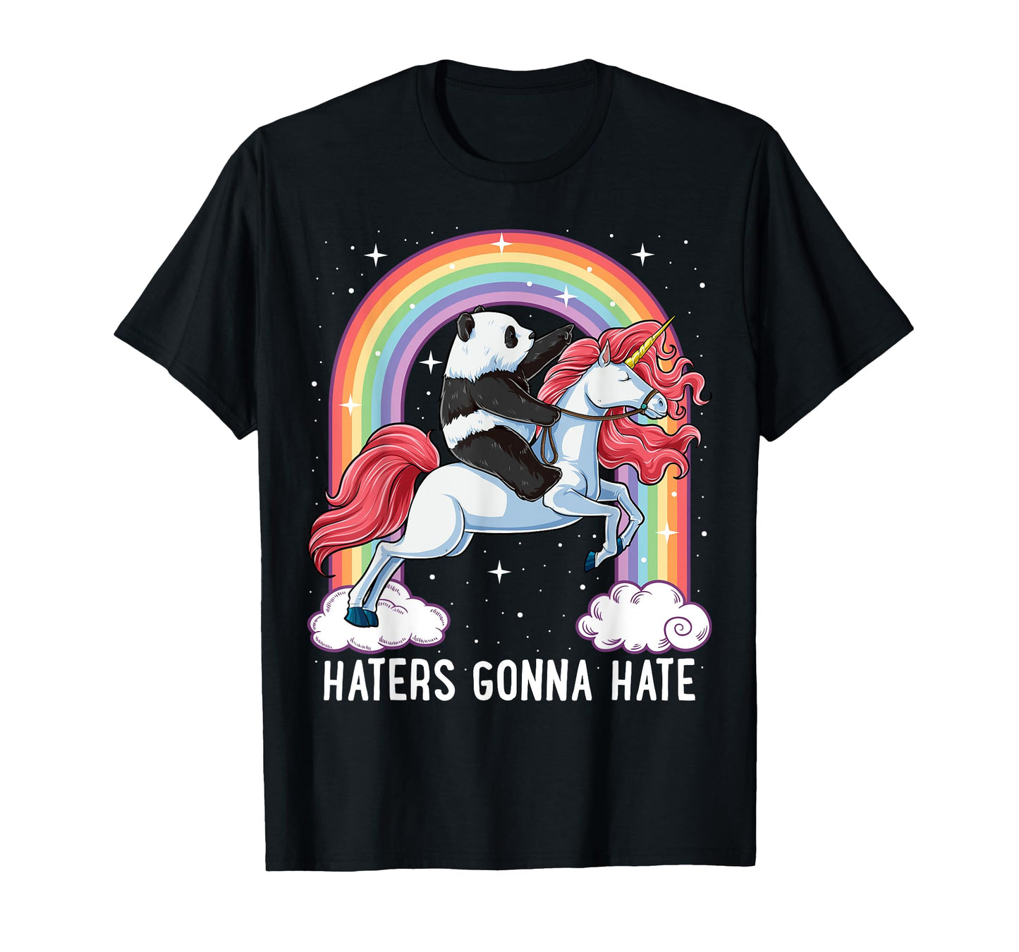 Panda Riding Unicorn Funny Haters Gonna Hate Pandicorn Girls T-Shirt