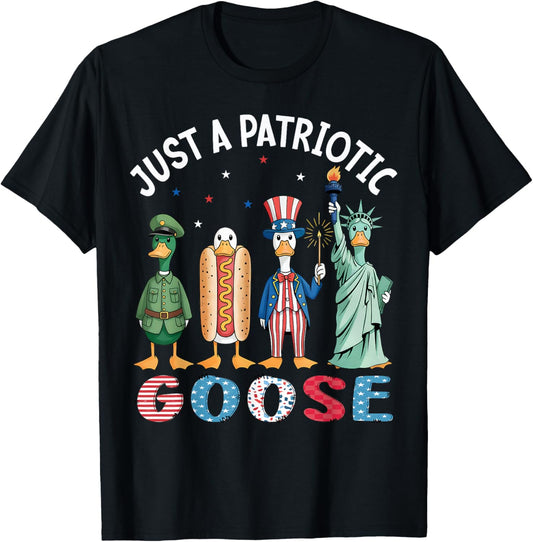 Patriotic Goose 4th Of July Silly Goose USA Independence Day T-Shirt