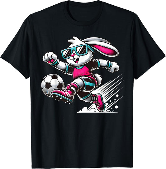 Happy Easter Bunny Playing Soccer Lovers Boys Kids Toddlers T-Shirt