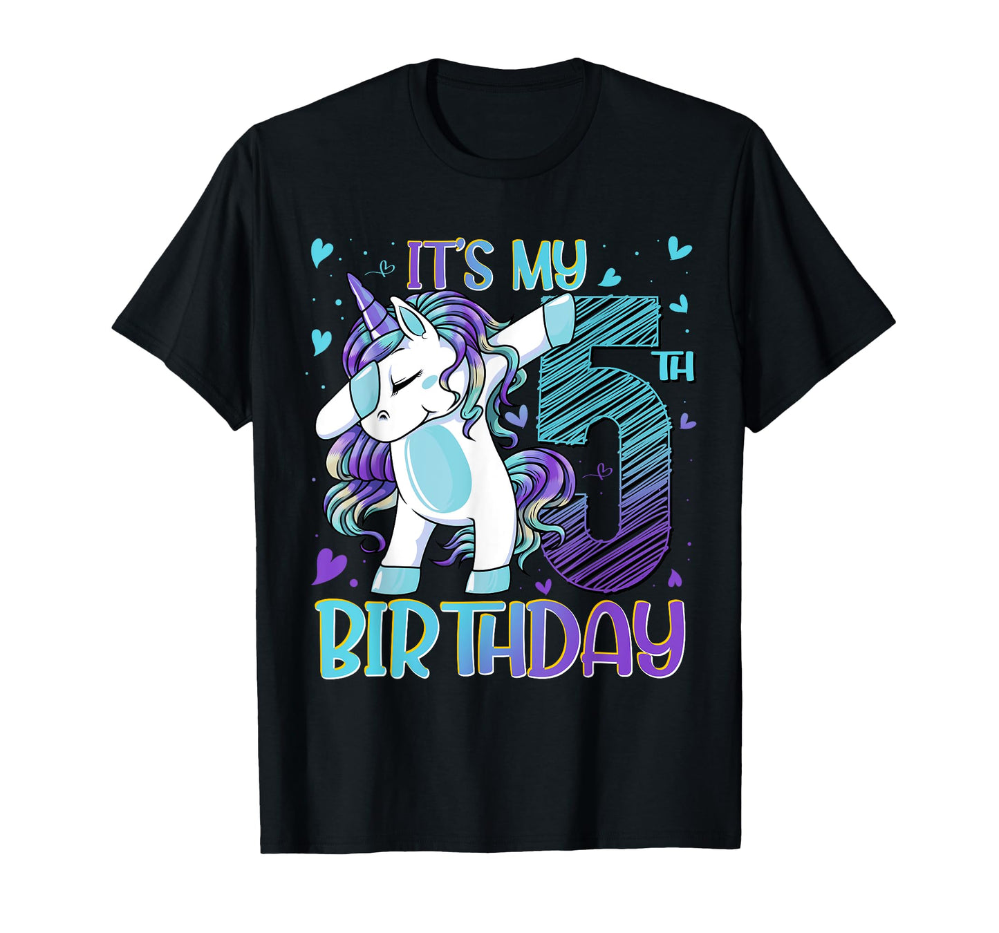 5 Year Old Unicorn Dabbing 5th Birthday Girl Unicorn Party T-Shirt
