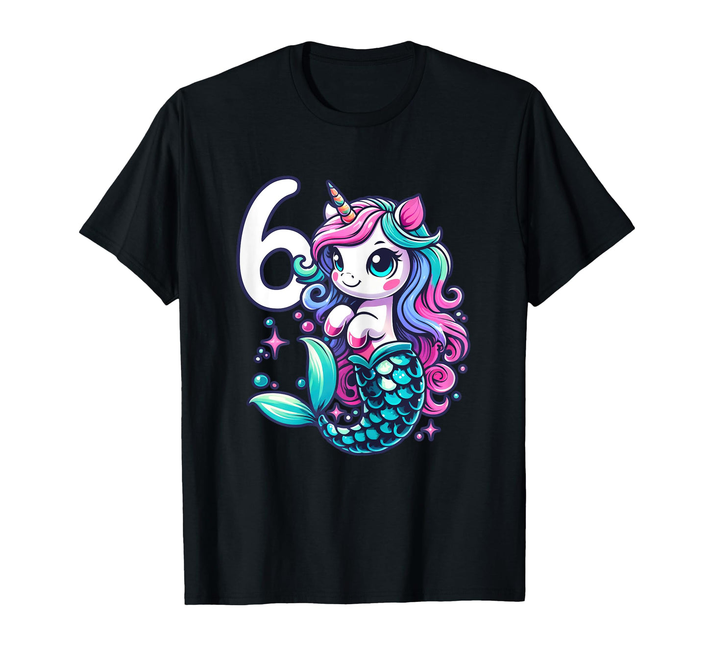 Unicorn Mermaid 6th Birthday 6 Year Old Party Girls Outfit T-Shirt