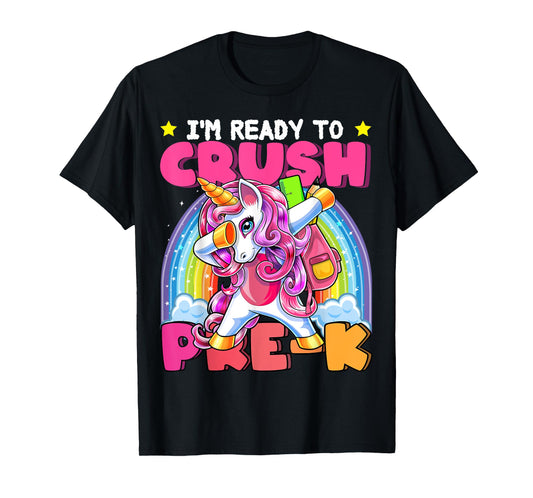 Crush Pre-K Dabbing Unicorn Back to School Girls Gift T-Shirt