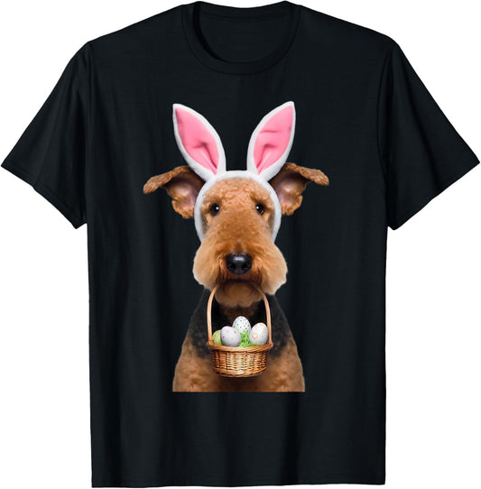 Cute Bunny Ear Airedale Terrier Dog Easter Eggs Owner Mom T-Shirt