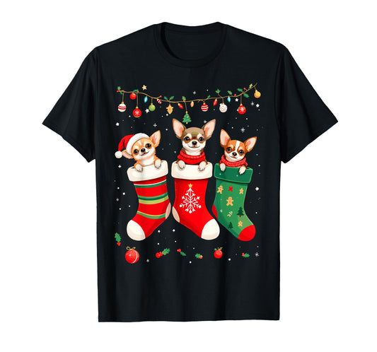 Funny Chihuahua Christmas Socks Xmas Dog Lover New Year T-Shirt for Men Women Kids
