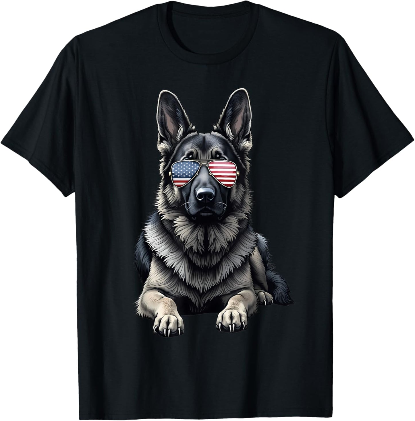German Shepherd USA Flag Sunglasses Patriotic 4th of july T-Shirt