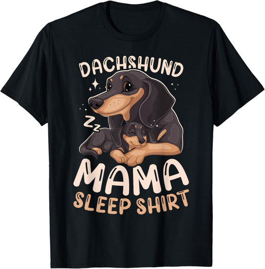 Dachshund Mama Sleep Shirt, Dog Mother with Puppy T-Shirt