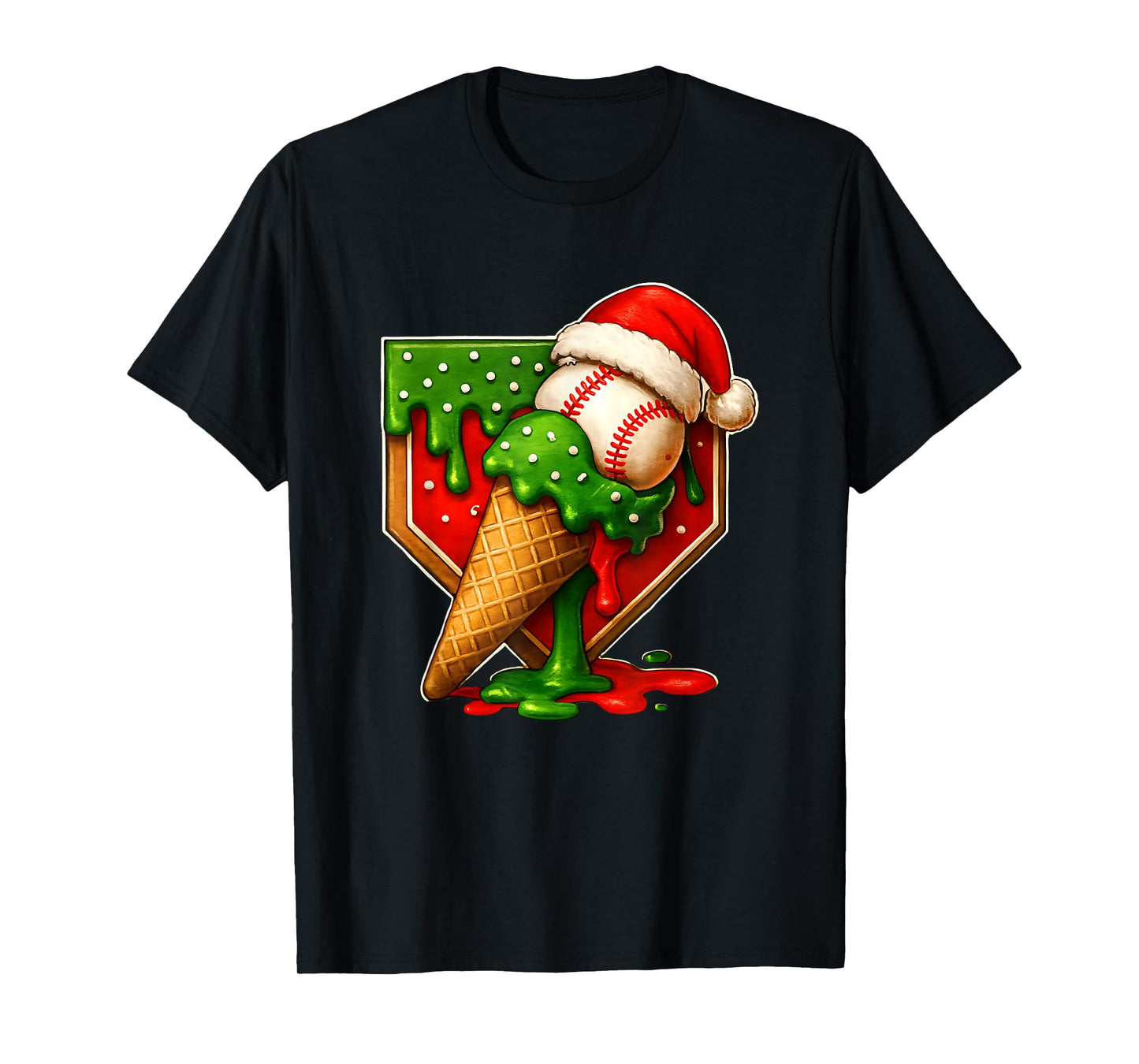 Baseball Xmas Christmas Baseball Ice Cream Drip Boys T-Shirt