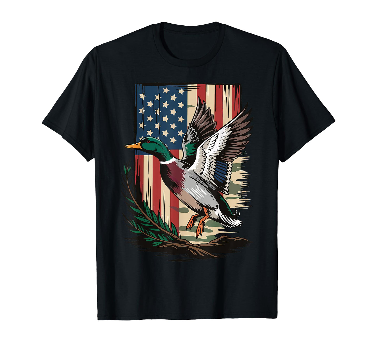 Duck American Flag Duck Hunting T-Shirt