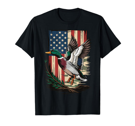 Duck American Flag Duck Hunting T-Shirt