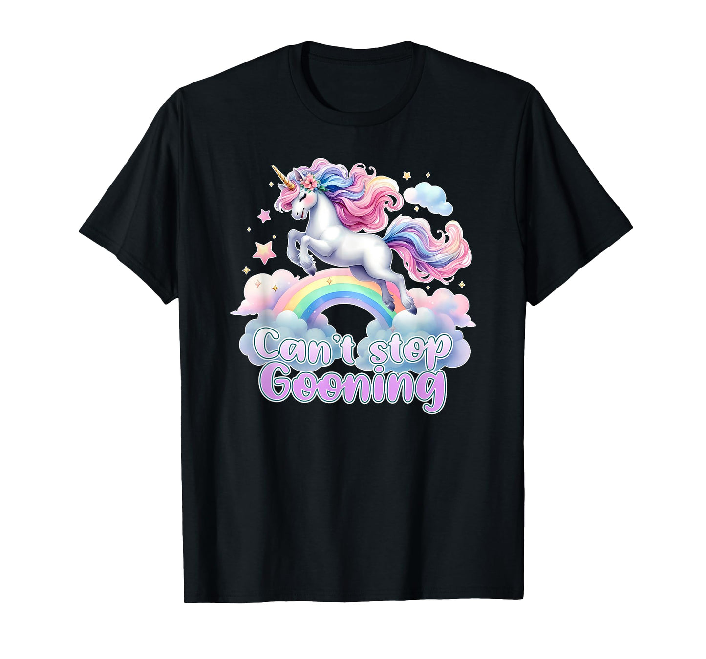 CANT STOP GOONING Funny Brainrot Meme 2025 Unicorn Cringe T-Shirt