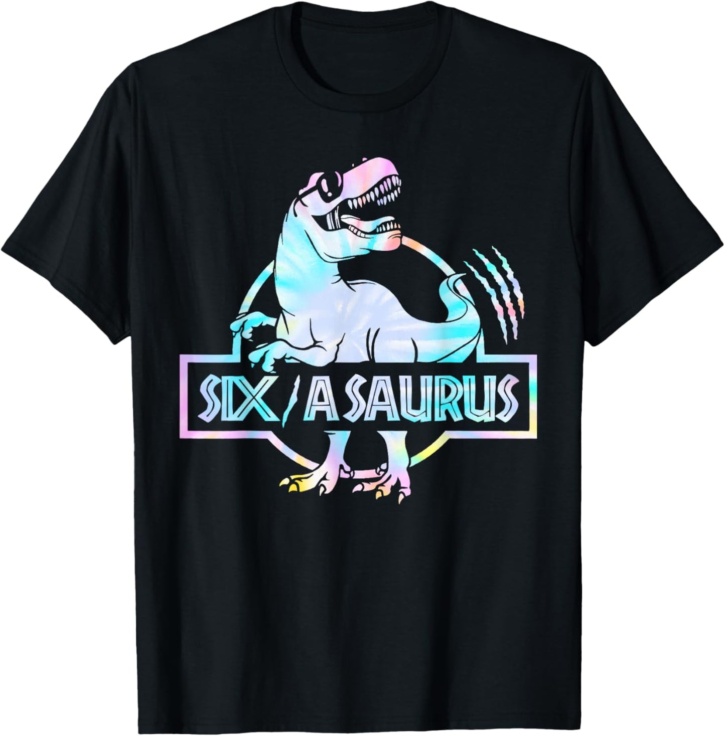 Six a Saurus Birthday T Rex Dino 6th Dinosaur Matching T-Shirt