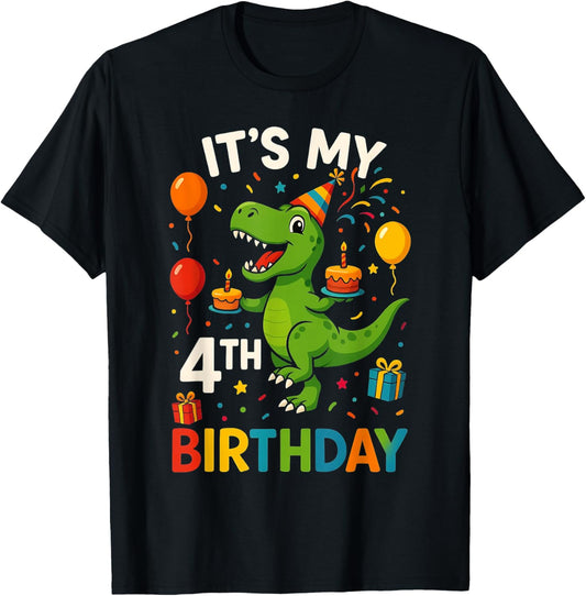It’s My 4th Birthday Dinosaur Party Fun for Girl and Boy T-Shirt