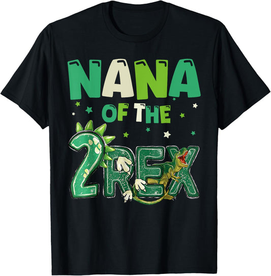 Nana of the Two Rex Birthday Dinosaur Family Matching T-Shirt