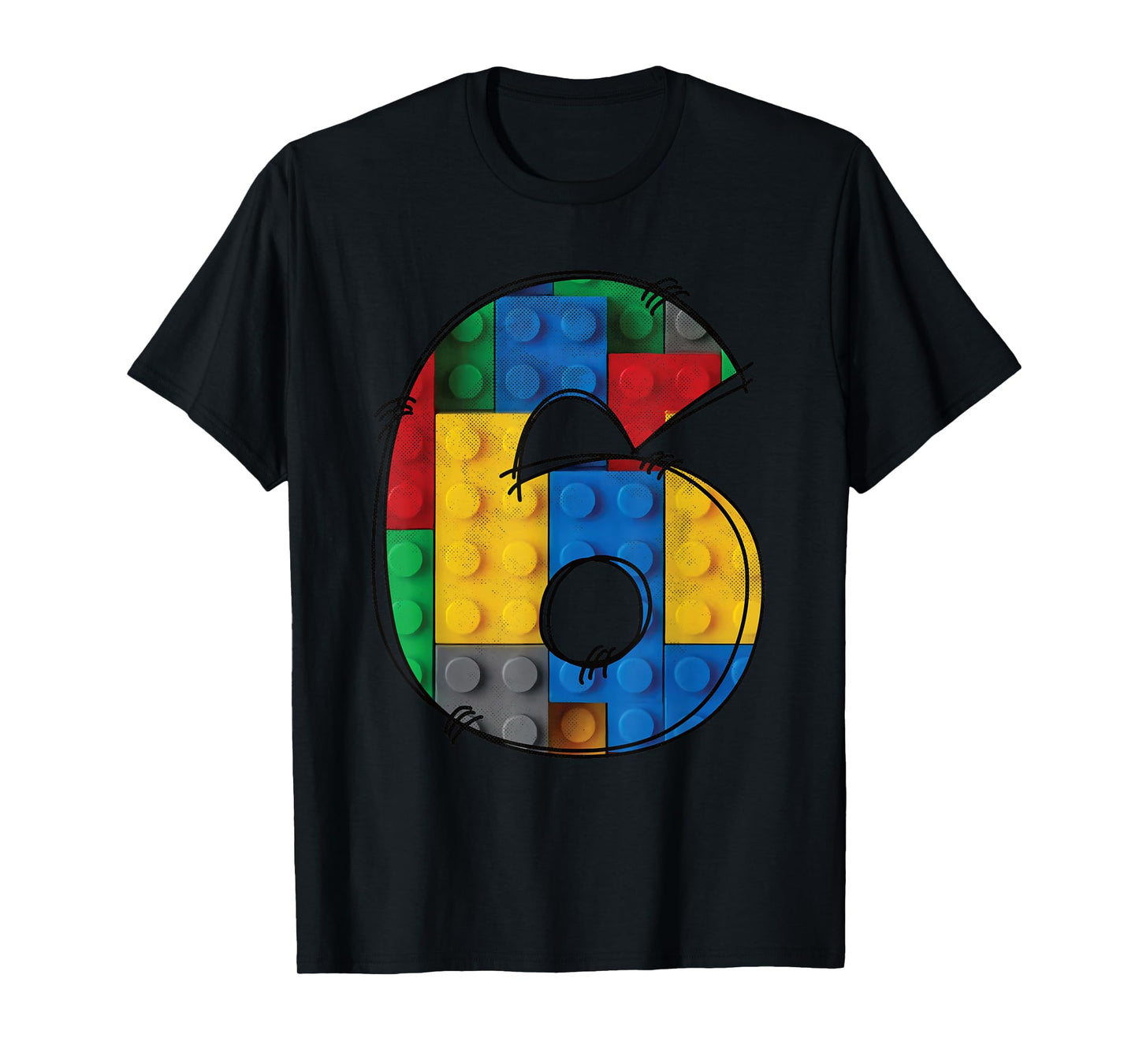 6 Years Old Blocks Building 6th Birthday Kid Master Builder T-Shirt