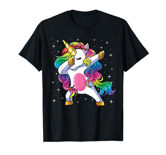 Dabbing Unicorn Shirt Girls Kids Mom Women Dab Unicorn T-Shirt