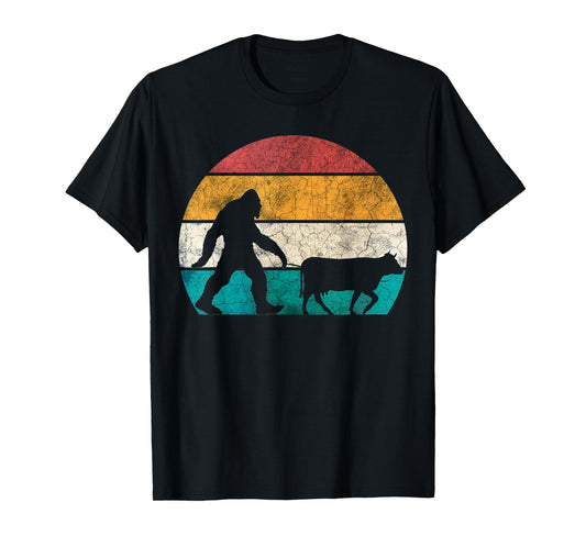 Funny Bigfoot Walking Cow Retro Vintage T-Shirt
