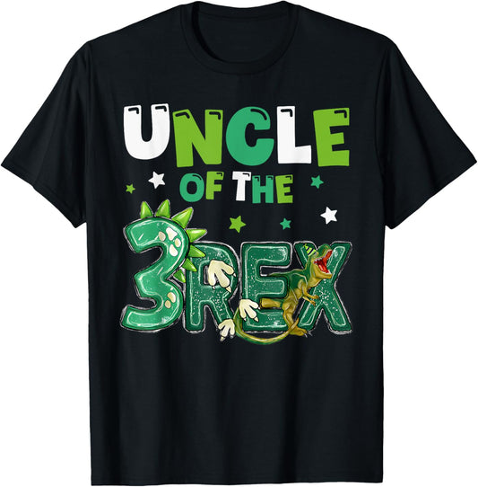 Uncle of the Three Rex Birthday Dinosaur Family Matching T-Shirt