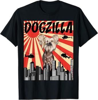 Funny Retro Japanese Dogzilla Chinese Crested T-Shirt