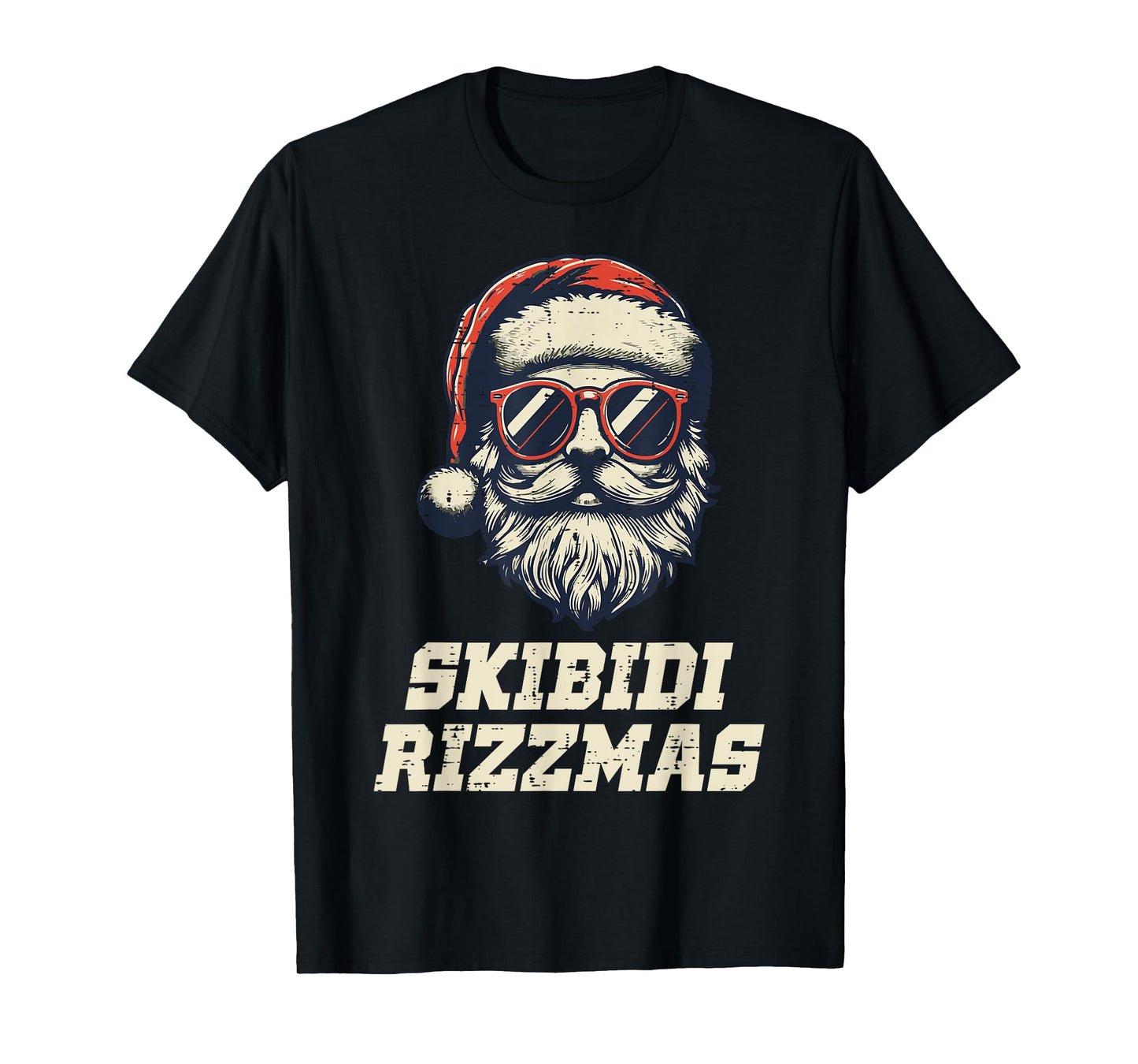 Skibidi Rizzmas Santa Funny Christmas Boys Teens Kids Men T-Shirt