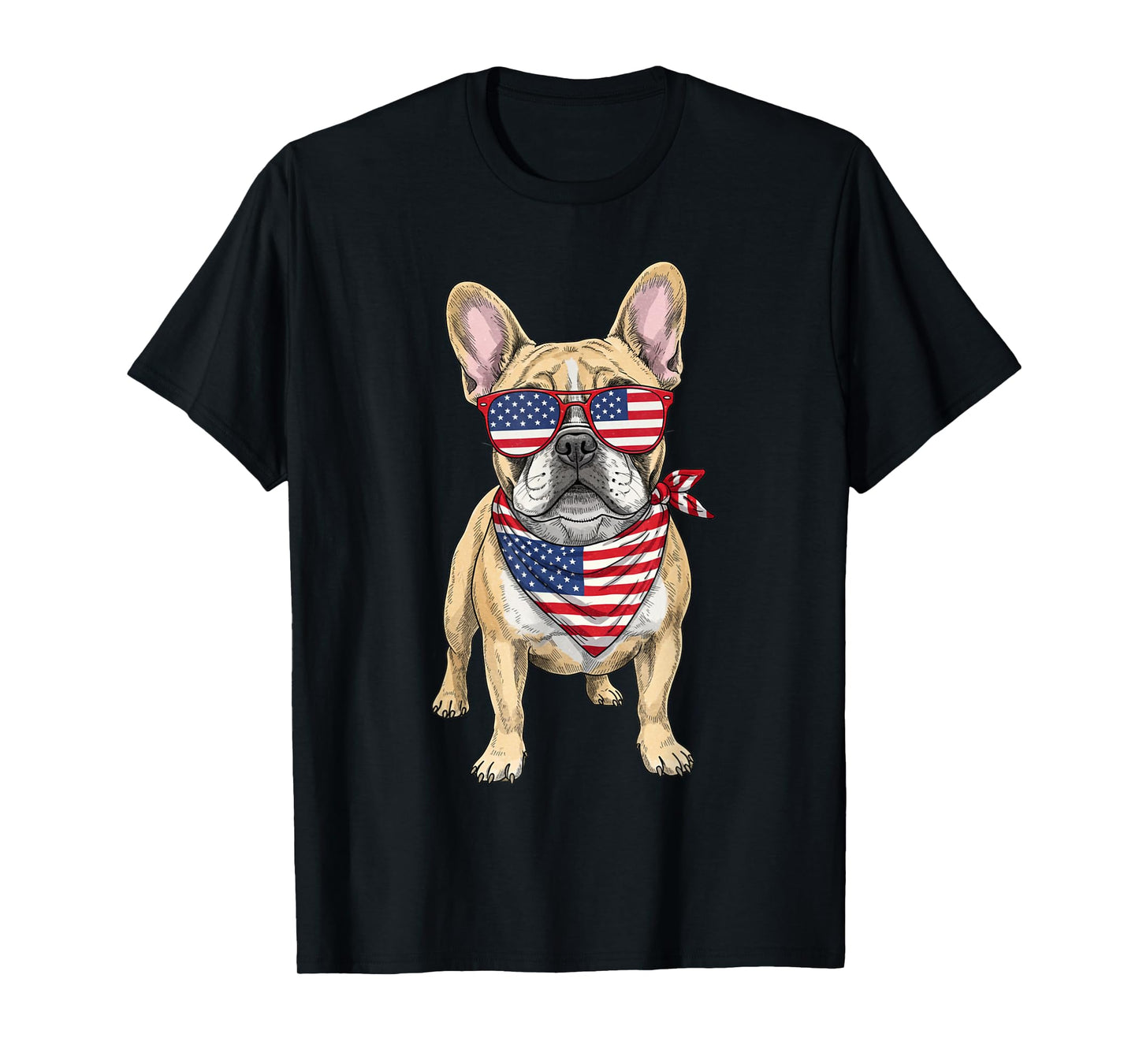 French Bulldog Frenchie USA US Flag 4th of July America Cute T-Shirt