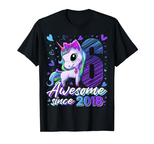 6 Years Old Flossing Unicorn Gifts 6th Birthday Girl Party T-Shirt