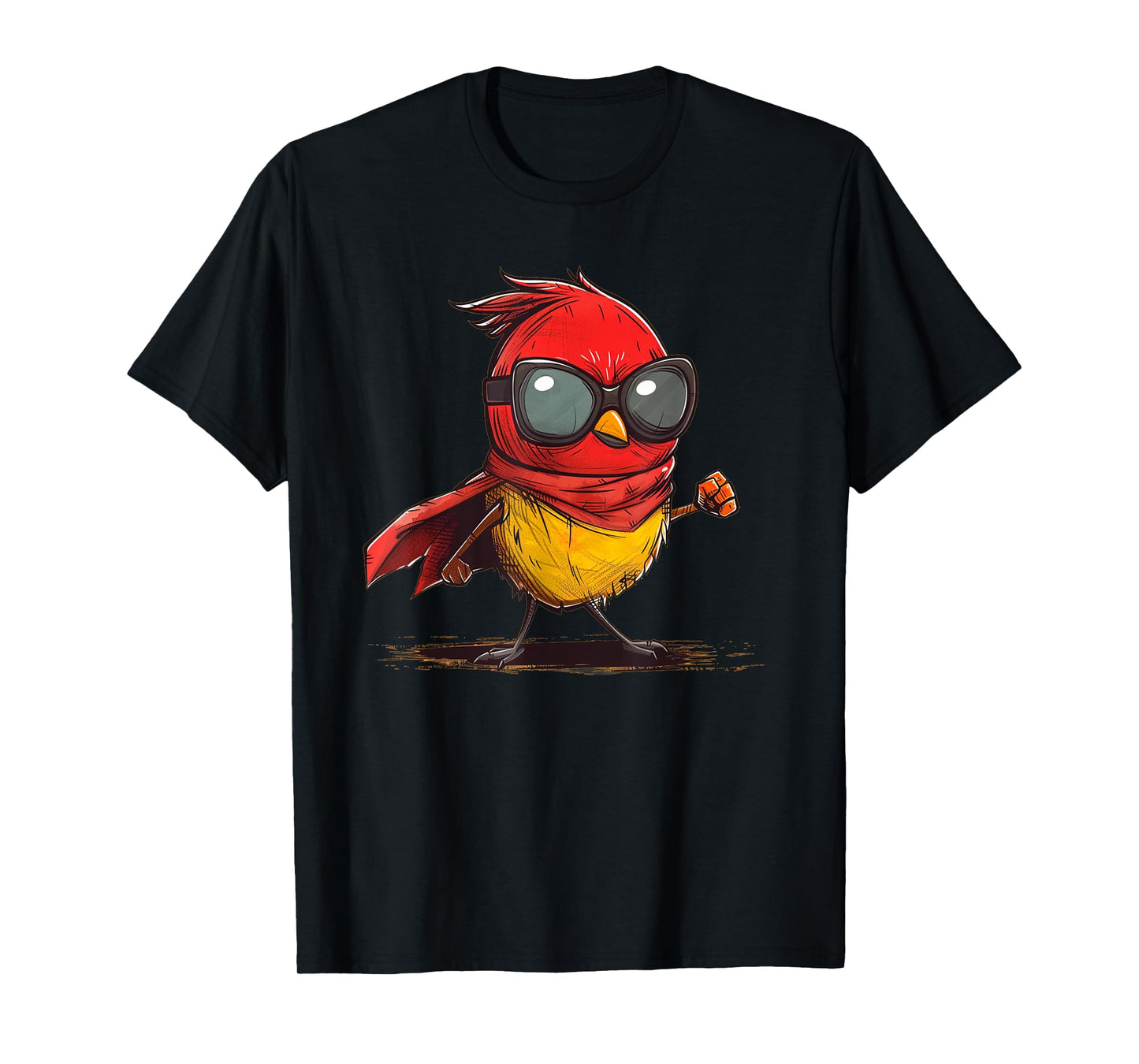 Funny Hero Bird with Cape and Sunglasses Costume T-Shirt
