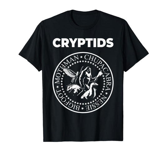 Cryptids Mothman Chupacabra Bigfoot Nessie Cryptozoology T-Shirt
