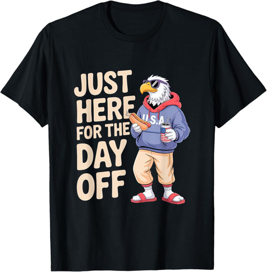Cartoon Patriotic Eagle Relaxing for 4th of July BBQ T-Shirt