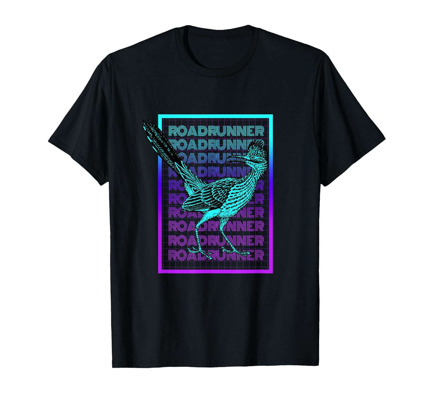 Vintage Roadrunner Gifts Roadrunner Bird Vintage Retro T-Shirt - Unisex-Adults, Unisex-Kids - Black - Short Sleeve - Crew Collar - Classic Fit - Cotton, Polyester Blend - Small