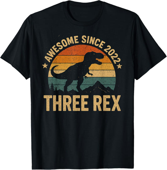 Third Dinosaur Three Rex 3rd Birthday 3 Year Old Boys T-Shirt
