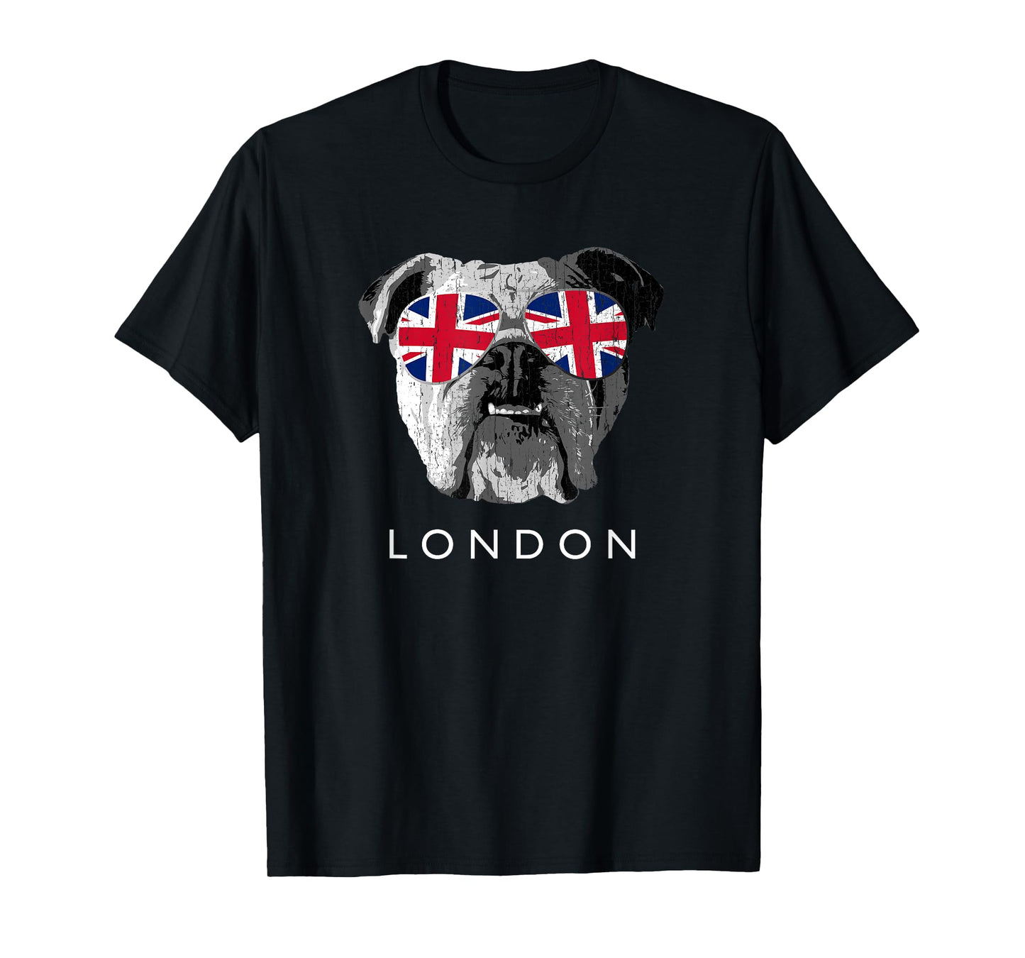 London UK English Bulldog Sunglasses Flag Souvenir T-Shirt