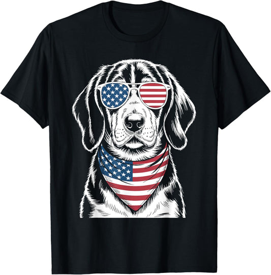 Bluetick Coonhound Dog USA Flag Patriotic 4th of July T-Shirt