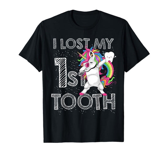 I Lost My First Tooth Baby Tooth Fairy Unicorn Dabbing T-Shirt