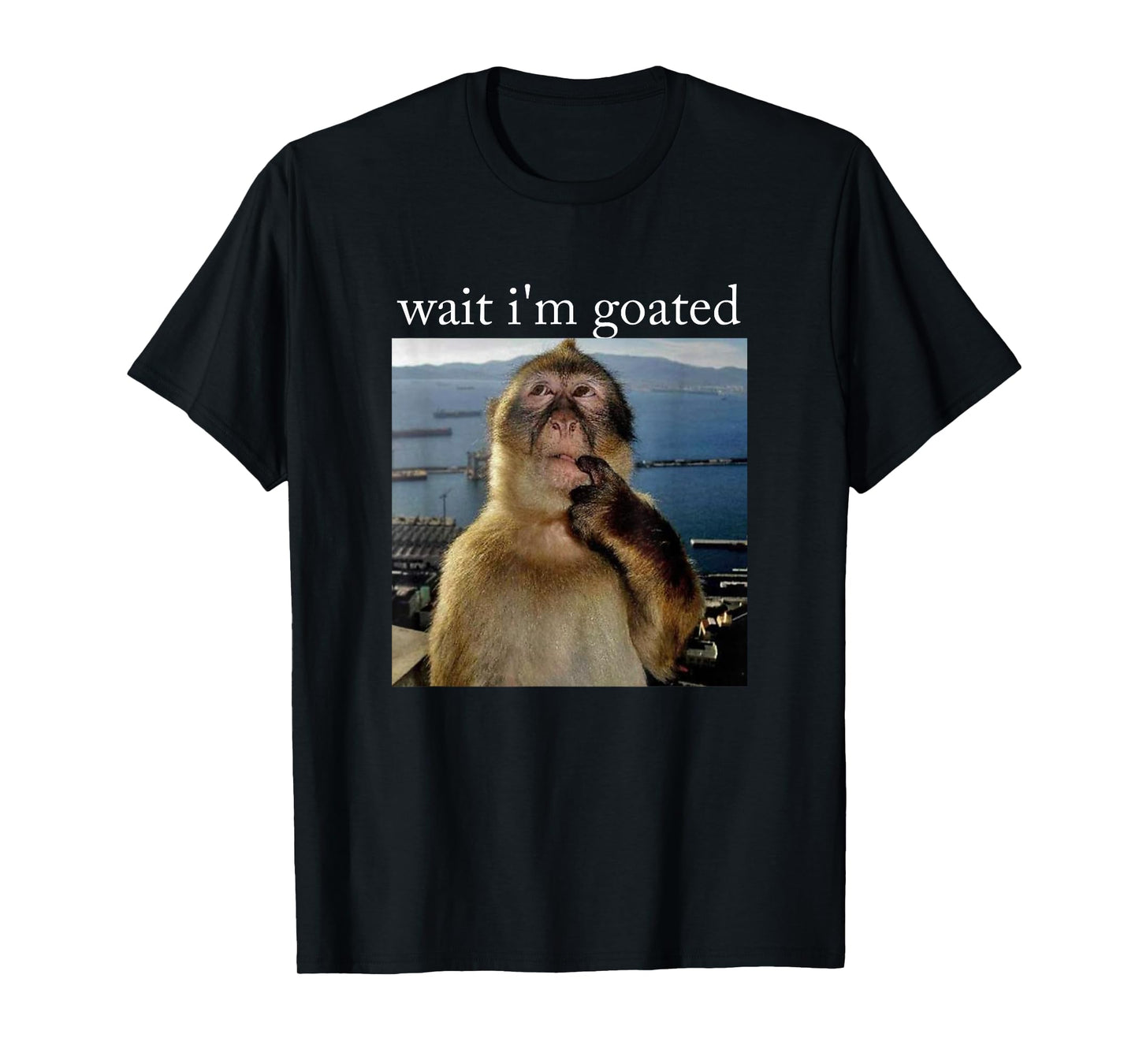 Wait I'm goated Funny Thinking Monkey Meme Brainrot Gen z T-Shirt