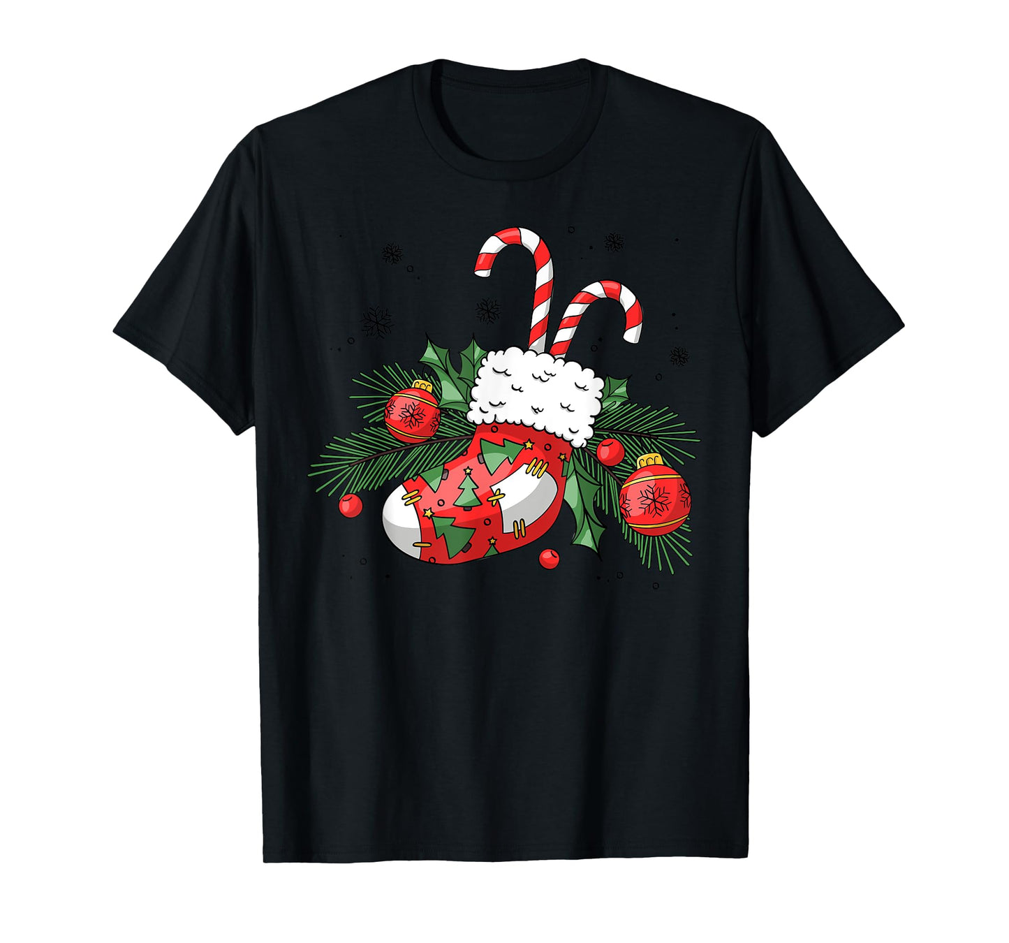 Funny Retro Merry Christmas Stocking Candy Cane Xmas Holiday T-Shirt