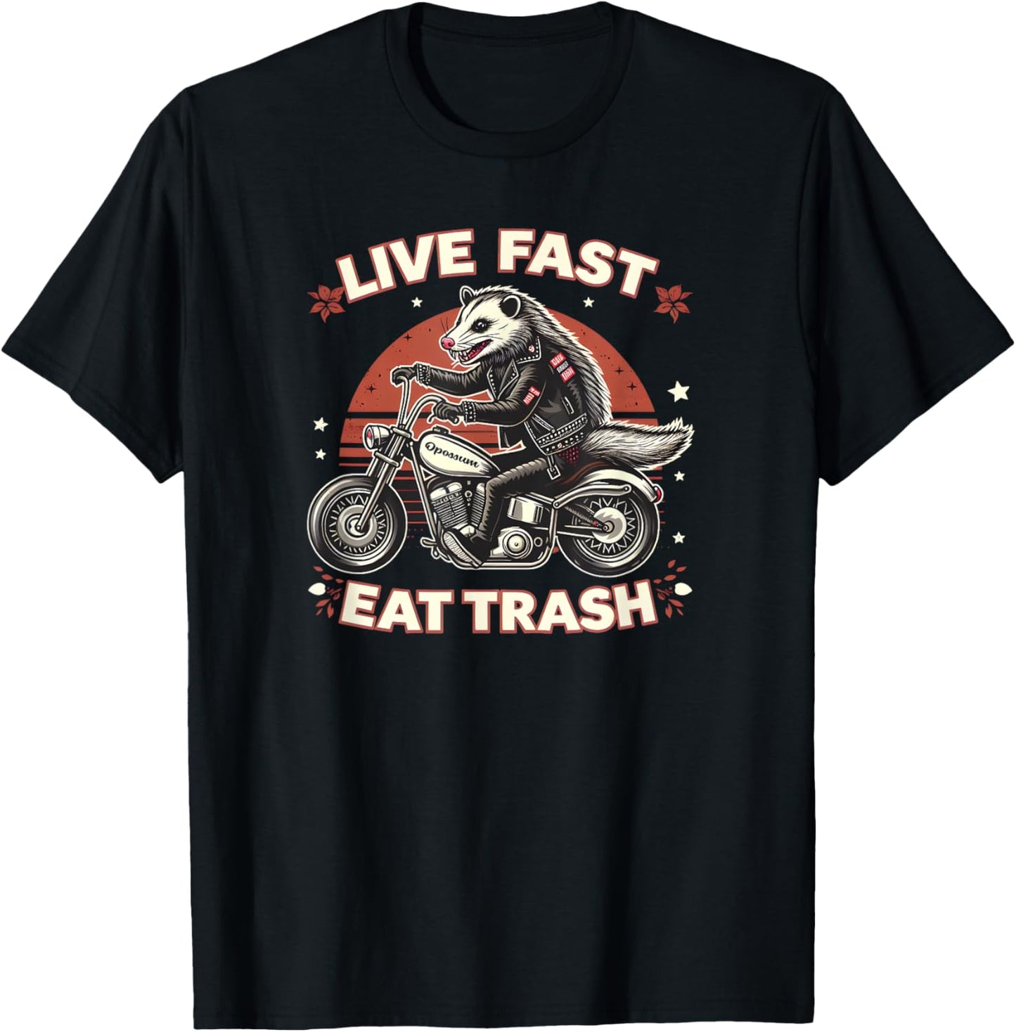 Opossum Biker Motorcycle Street Cat T-Shirt