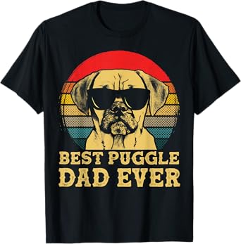 Best Puggle Dad Ever Dog Lovers Retro Vintage T-Shirt for Men Women Kids