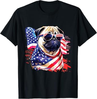 Patriotic Pug - USA American Flag Dog Lover Pet Owner T-Shirt