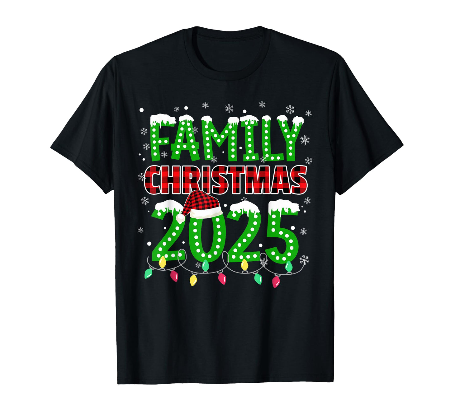 Family Christmas 2025 Xmas Lights Santa Pajamas Holiday T-Shirt