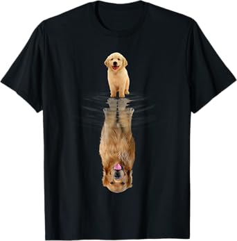 Golden Retriever Puppy Dad Reflection Graphic T-Shirt