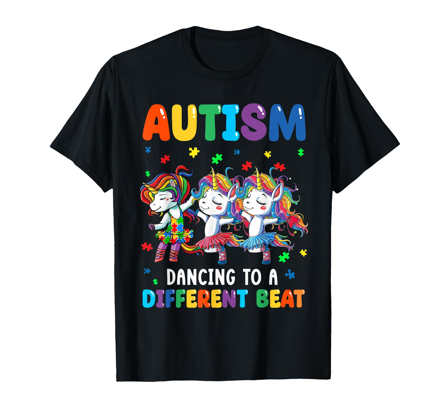 Autism Unicorn Dancing To A Different Beat Autism Awareness T-Shirt
