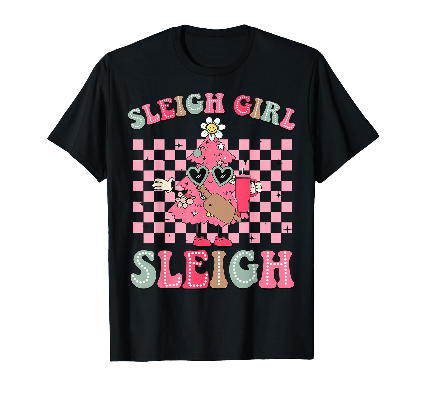 Sleigh Girl Sleigh Pink Christmas Tree Cake Belt Bag Xmas T-Shirt