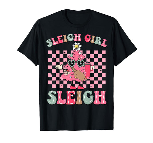 Sleigh Girl Sleigh Pink Christmas Tree Cake Belt Bag Xmas T-Shirt