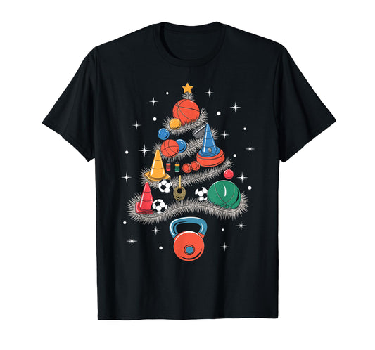 PE Teacher Xmas Physical Education Teacher Christmas Tree T-Shirt