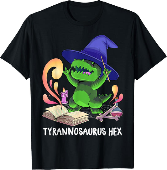 Tyrannosaurus Hex Halloween Dinosaur T-Rex Wizard Pentagram T-Shirt