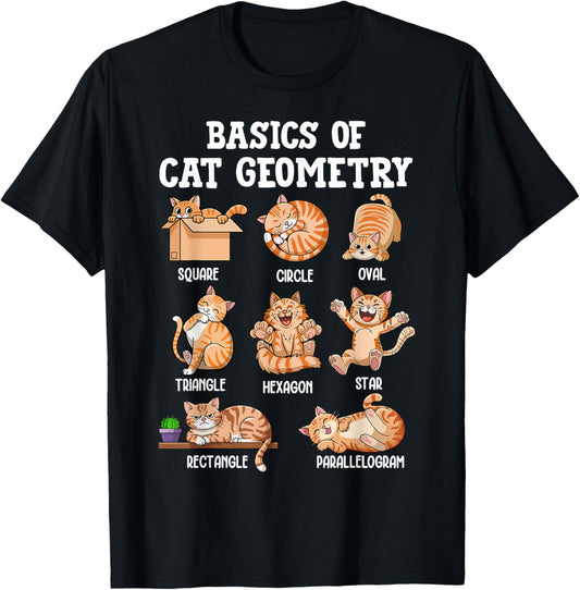 Cat Geometry Math Funny Cat Men Women Kids Teen Girls Boys T-Shirt