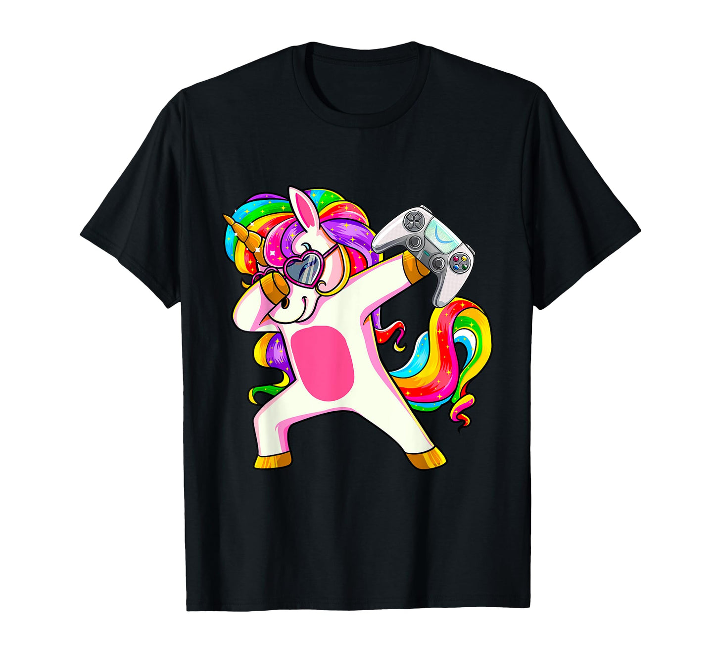 Gamercorn Dabbing Unicorn Video Game Controller Gamer Girl T-Shirt