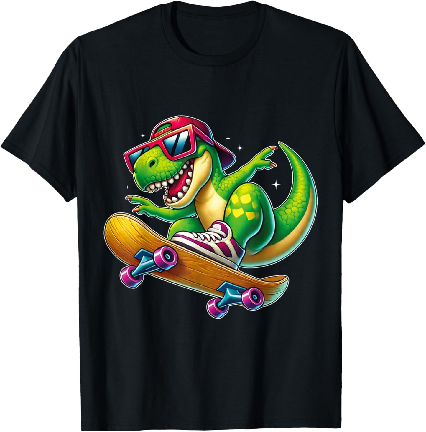 Funny T-Rex Skater Cool Dinosaur Skateboard Graphic T-Shirt