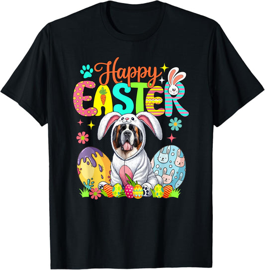 Happy Easter St. Bernard Cosplay Bunny Chocolate Eggs Owner T-Shirt