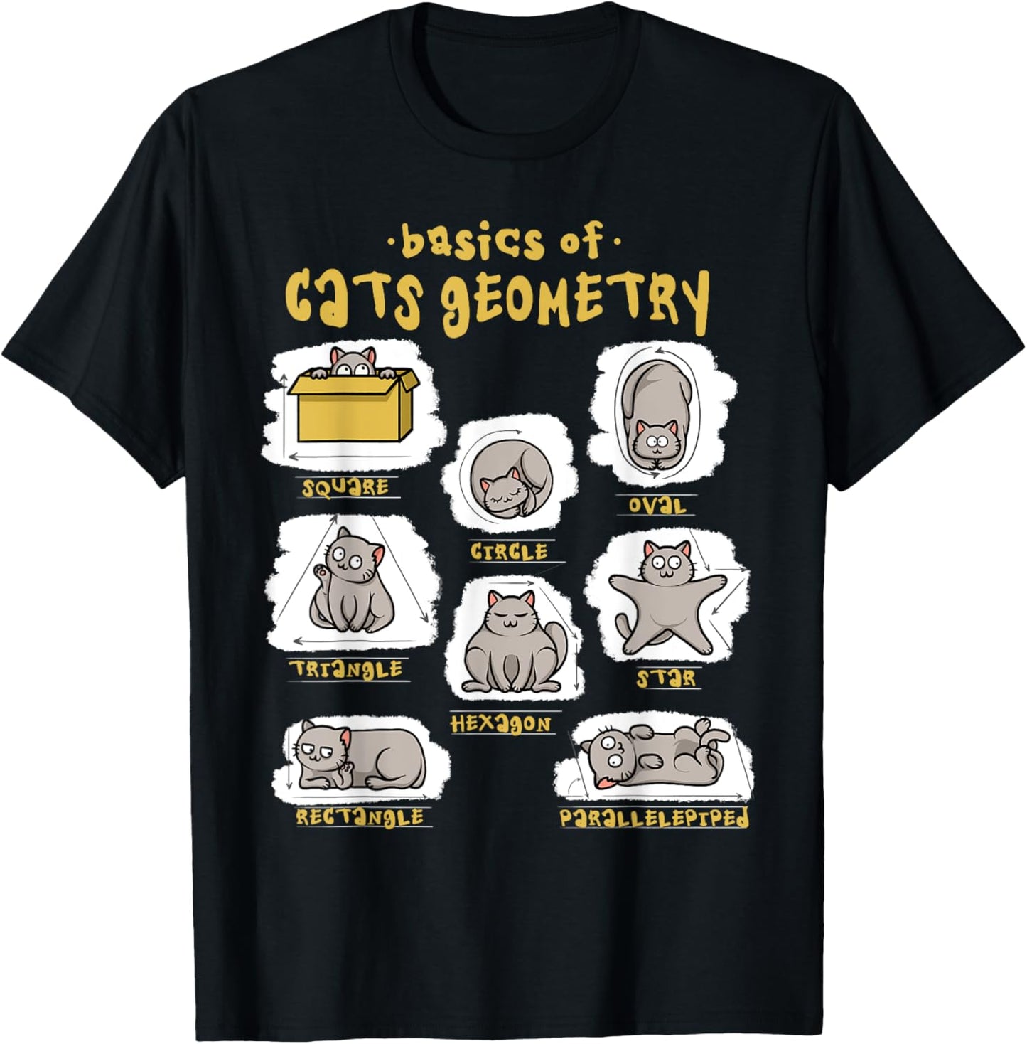 Funny Cat Shirt Basics Cat Geometry Math Teacher Cat Owner T-Shirt